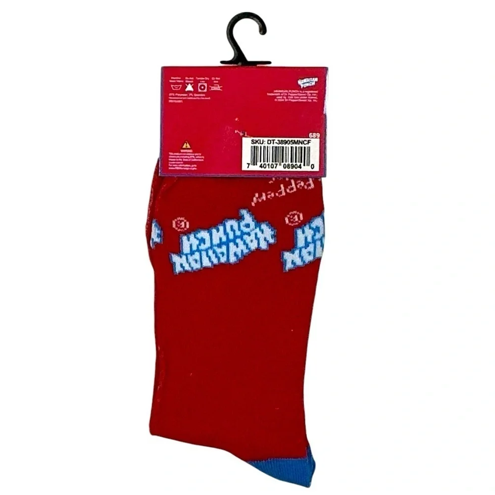 Hawaiian Punch Crew Socks Mens Novelty Funny Print Unisex OS Shoe Size 6-12 New